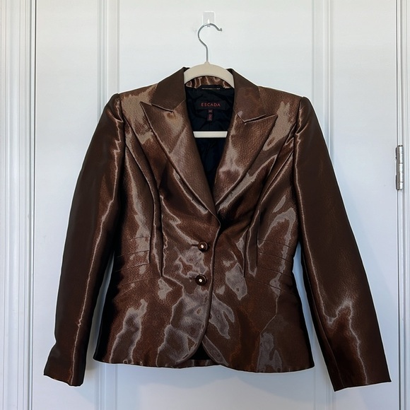 Escada Jackets & Blazers - Escada Liquid Bronze Brown Structured Blazer Jacket Size 34  / 4